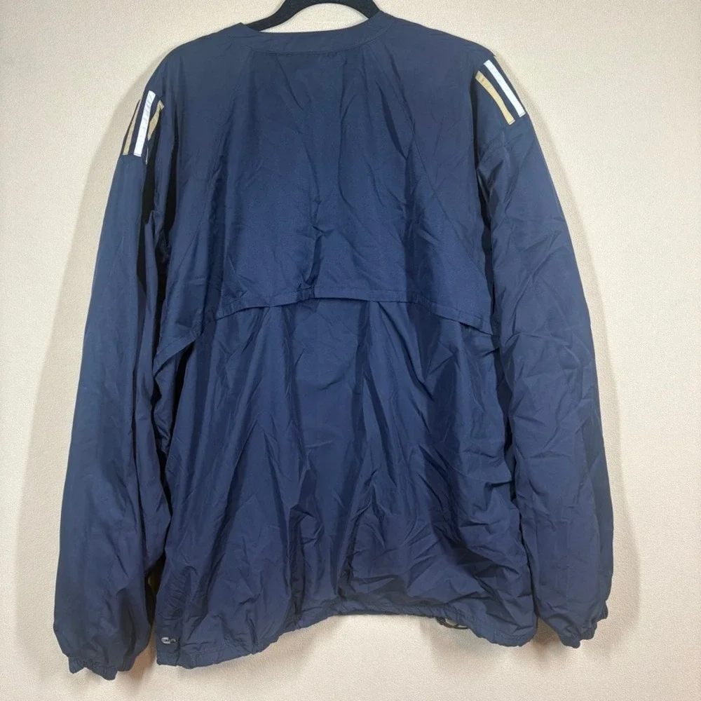 Vtg Adidas+Notre Dame Mens‎ Climalite Nylon Windbreaker Pullover XXL Navy FLAW